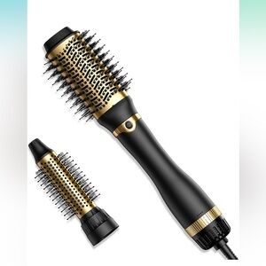 NIB Hair Dryer Brush with Two Interchangeable Barrels Oval and Round ANTI FRIZZ